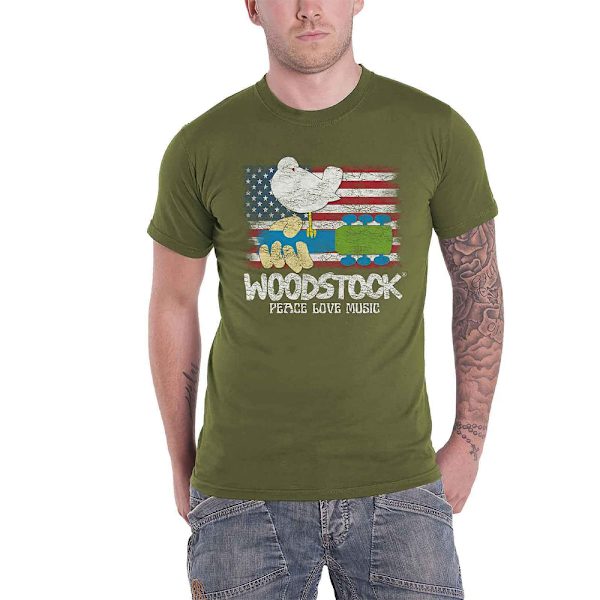 Woodstock Unisex Vuxen Flag Heather T-Shirt XXL Militärgrön Military Green XXL