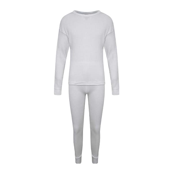 K Collection Barn/Barn Långärmad Termisk Underställ Set White 9-11 Years
