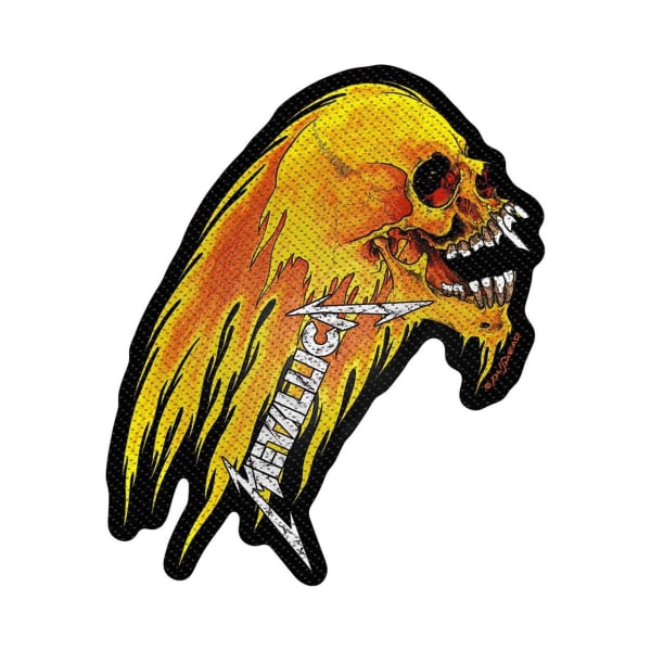 Metallica Flaming Skull Cut Out Patch En one size Gul Yellow One Size