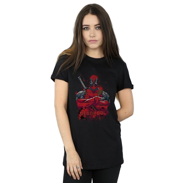 Marvel Womens/Ladies Deadpool Pose Splat Bomull Boyfriend T-Shi Black L