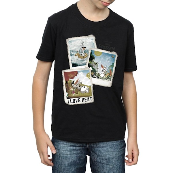 Frozen Boys Olaf Polaroid Bomull T-shirt 9-11 år Svart Black 9-11 Years