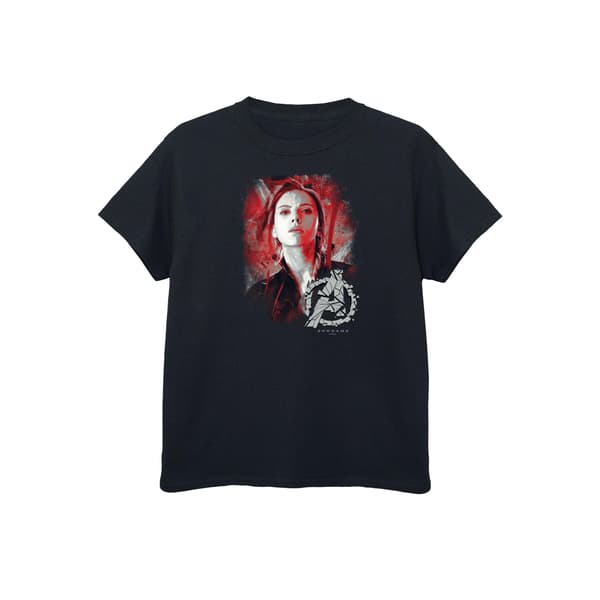 Avengers Endgame Flickor Black Widow Borstad Bomulls T-shirt 7-8 År Black 7-8 Years