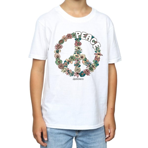 Woodstock Boys Floral Peace T-Shirt 5-6 år Vit White 5-6 Years