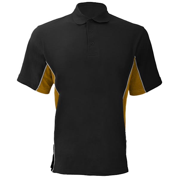 Gamegear® Herr Track Pique Kortärmad Poloskjorta Topp XXS Svart Black/Gold/White XXS