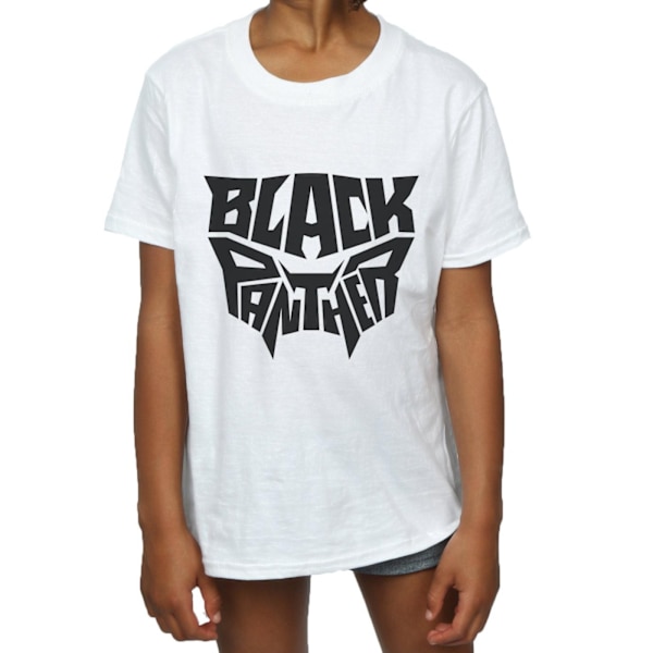 Marvel Girls Black Panther Worded Emblem Bomull T-shirt 9-11 År White 9-11 Years