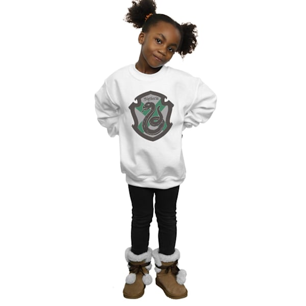 Harry Potter Tjejer Slytherin Crest Flat Sweatshirt 12-13 År White 12-13 Years