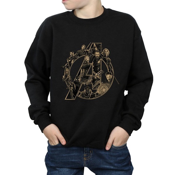 Marvel Boys Avengers Infinity War Marvel Logo Sweatshirt 5-6 år Black 5-6 Years