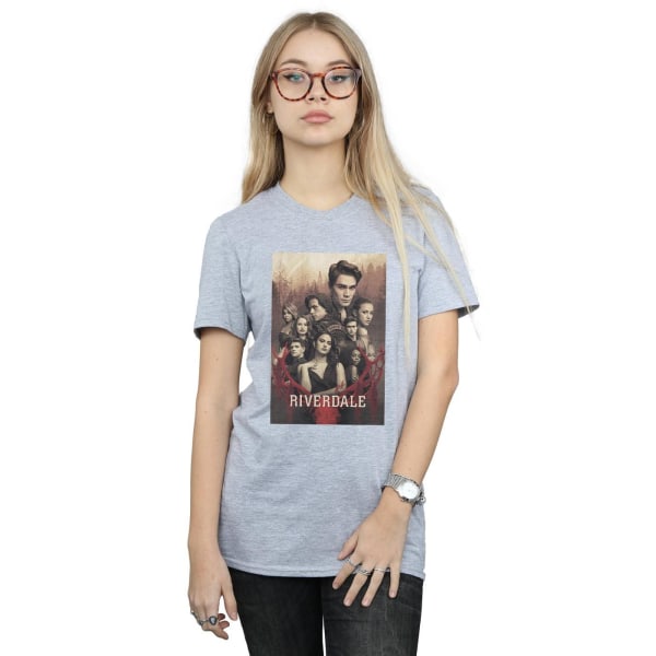 Riverdale Dam/Dam Stag Skull Pojkvän T-shirt i bomull M S Sports Grey M