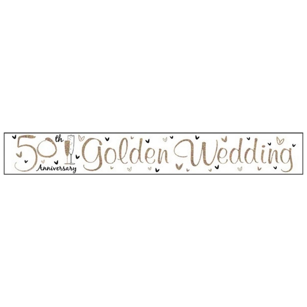 Simon Elvin Guldbröllopsdagsfoliebanner (6-pack) 2.5 White/Gold/Black 2.5m