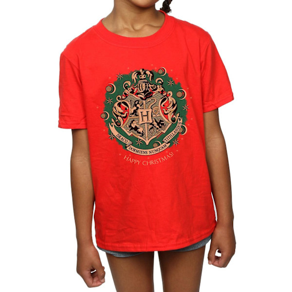 Harry Potter flickor julkrans bomull T-shirt 9-11 år R Red 9-11 Years