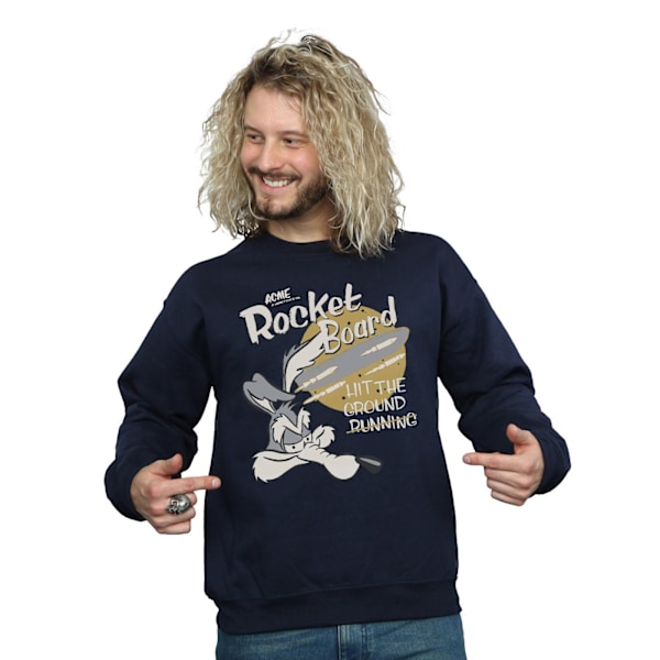 Looney Tunes Mens Wile E Coyote Rocket Board Sweatshirt M Navy Navy Blue M