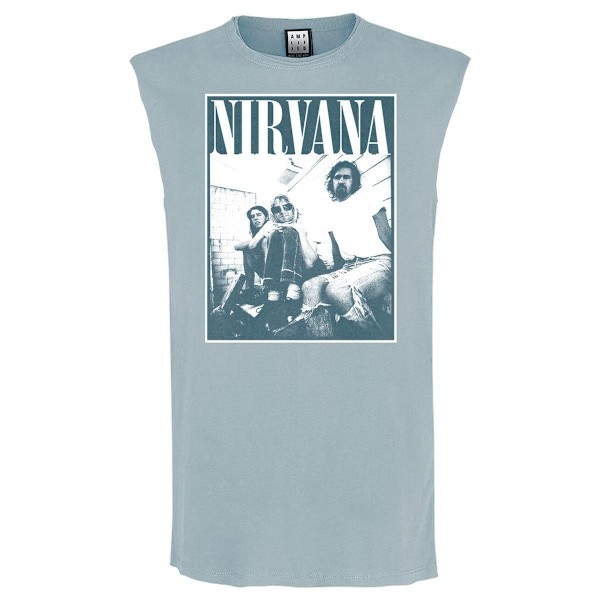 Amplified Mens Group Shot Nirvana Sleeveless Tank Top M Strange Strange Blue M