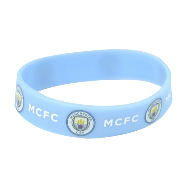 Manchester City FC Officiellt fotbollsarmband i silikon, en storlek Light Blue One Size