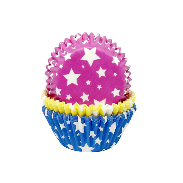Creative Party Super Star Muffin- och Cupcake-formar (75-pack) Pink/Yellow/Blue One Size
