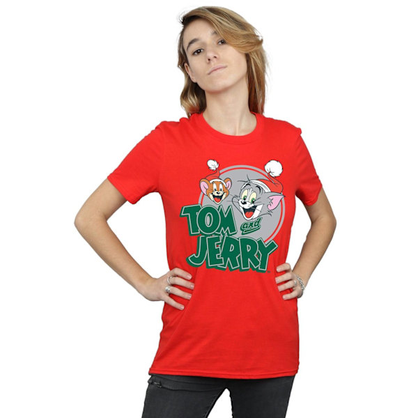 Tom And Jerry Dam/Damer Julhälsningar Bomull Pojkvän Red L