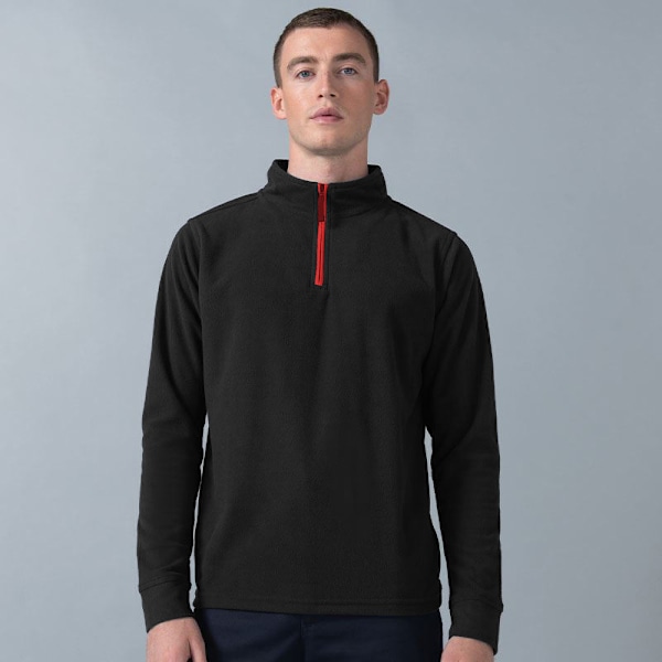 Finden & Hales Herr 1/4 Dragkedja Långärmad Pipad Fleece Topp XS Bla Black/Red XS