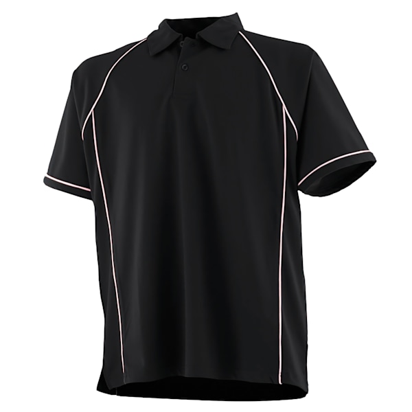 Finden & Hales Kids Unisex Piped Performance Sports Polo Shirt Black/White 13-14