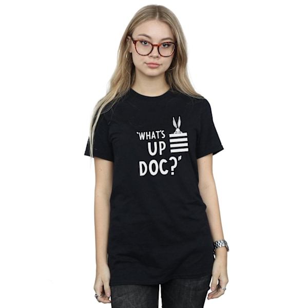 Looney Tunes Dam/Damer Bugs Bunny What´s Up Doc Stripes Bomull Boyfriend T-Shirt Black L