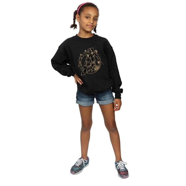 Marvel Girls Avengers Infinity War Marvel Logo Sweatshirt 9-11 Black 9-11 Years