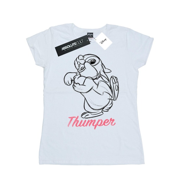 Disney Dam/Damer Bambi Thumper Linjeteckning Bomull T-shirt White XXL
