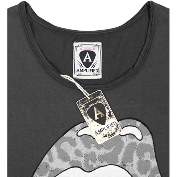Amplified Womens/Ladies The Rolling Stones Leopard Lick T-Shirt Charcoal S
