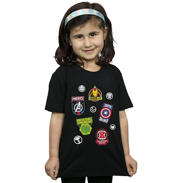 Marvel Girls Avengers Hero Badges Bomull T-shirt 9-11 år Svart Black 9-11 Years