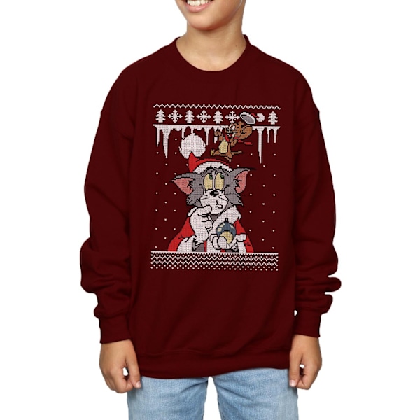 Tom och Jerry Pojkar Jul Fair Isle Sweatshirt 12-13 År B Burgundy 12-13 Years