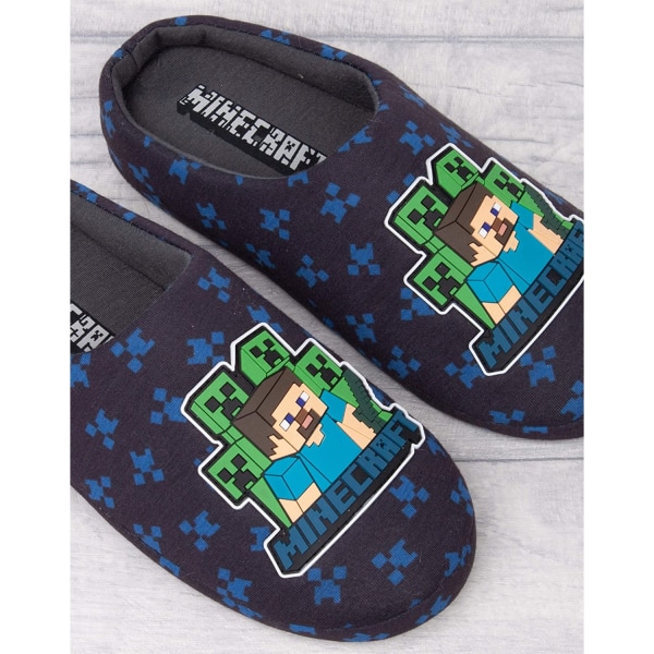 Minecraft Official Boys Surrounded Slippers 2 Junior UK Blue Blue 2 Junior UK