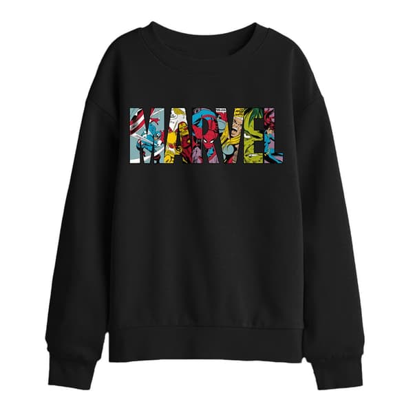 Marvel Barn/Barn Karaktärer Logotyp Tröja 7-8 År Svart Black 7-8 Years