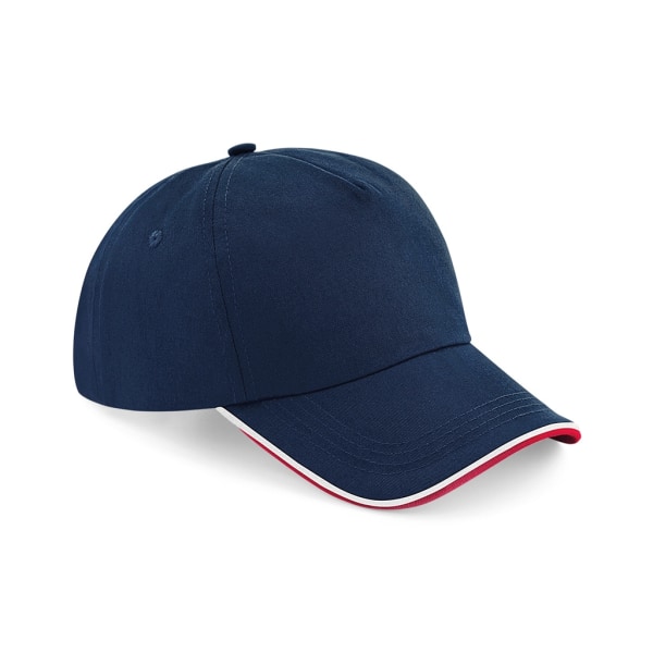 Beechfield Authentic Piped 5 Panel Cap One Size French Navy/Cla French Navy/Classic Red/White One Size