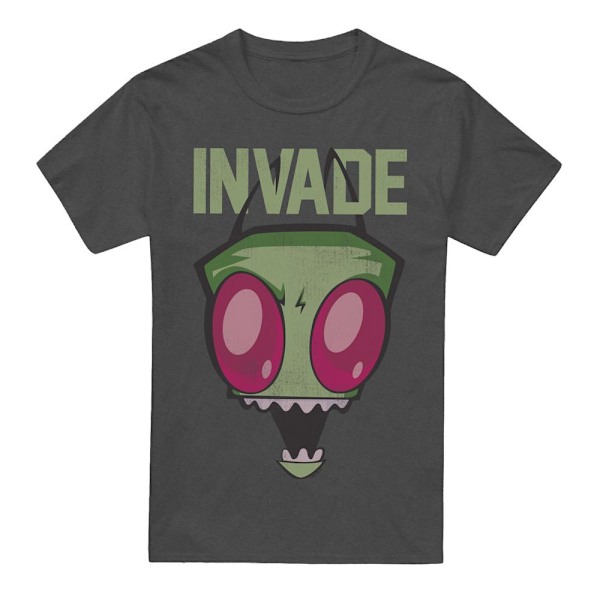 Invader Zim Unisex Vuxen Invade T-Shirt XL Gråmelerad Charcoal XL