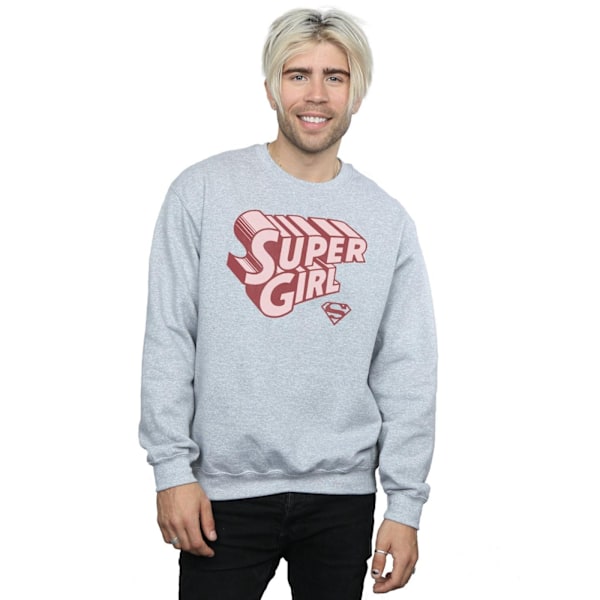 DC Comics Supergirl Retro Logo Sweatshirt L Sports Grey för män Sports Grey L