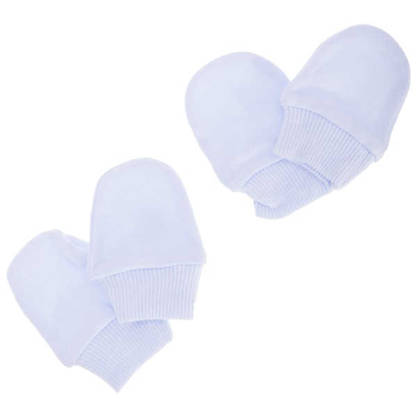 Baby Newborn 100 % bomull, elastiska skrapvantar (paket med 2 Blue Newborn