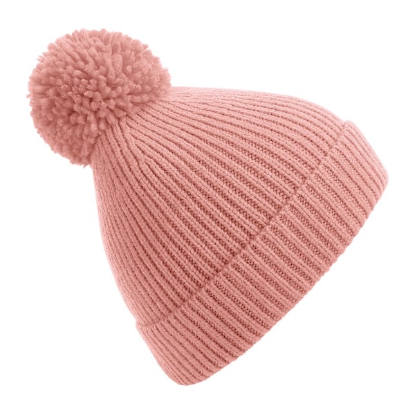 Beechfield Unisex Stickad Ribbstickad Mössa med Tofs One Siz Blush One Size