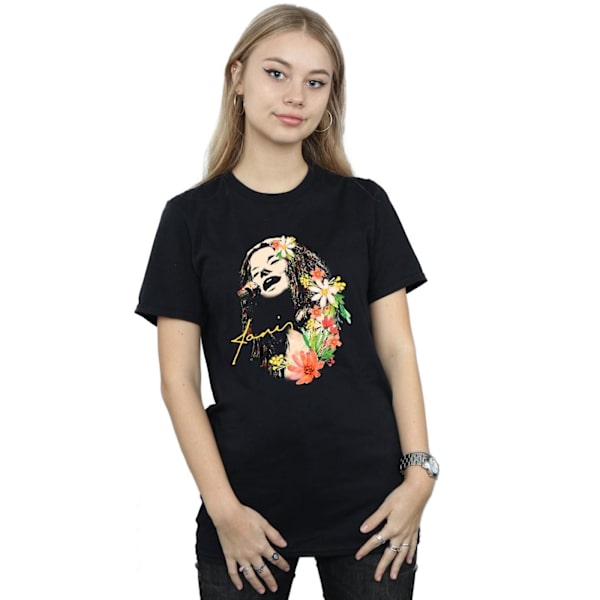 Janis Joplin Dammönster Bomull Pojkvän T-shirt för kvinnor/damer Black 3XL