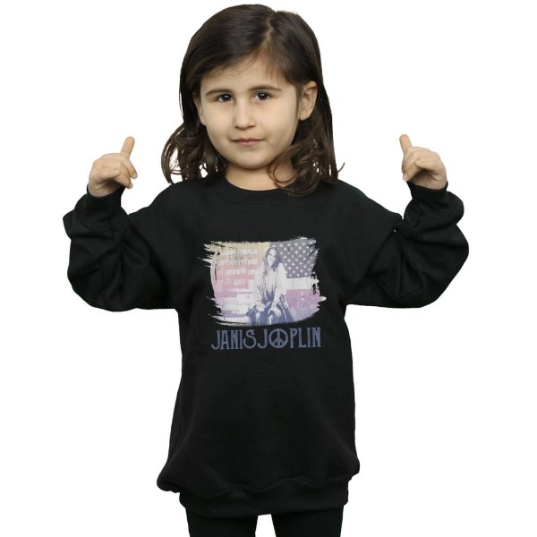 Janis Joplin Girls Stove Flag Sweatshirt 5-6 år Svart Black 5-6 Years