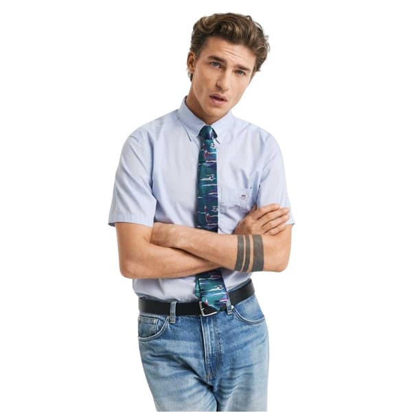 Gant Herr Poplin Klassisk Kortärmad Skjorta S Ljusblå Light Blue S