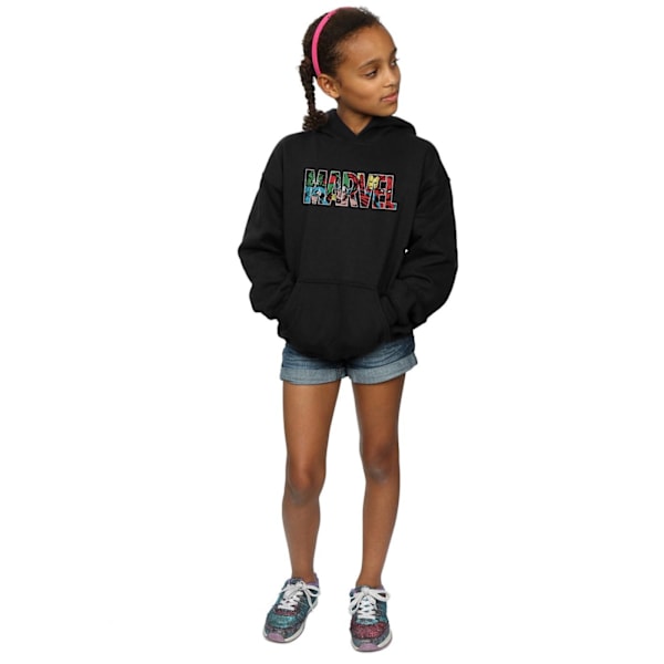 Marvel Comics Girls Logo Character Infill Hoodie 7-8 år Svart Black 7-8 Years