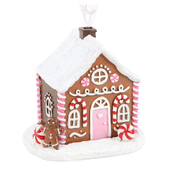 Pepparkakshus Jul Rökelse Konhållare Brown/White One Size