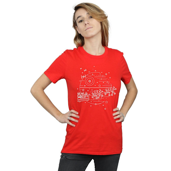 Star Wars Dam/Damer Death Star Sleigh Bomull Boyfriend T-shirt Red L