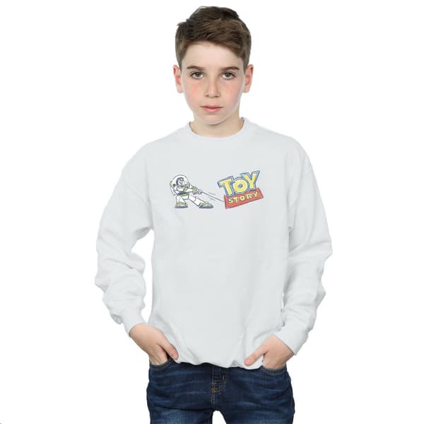 Disney Pojkar Toy Story Buzz Pulling Logotyp Tröja 9-11 År Vit White 9-11 Years