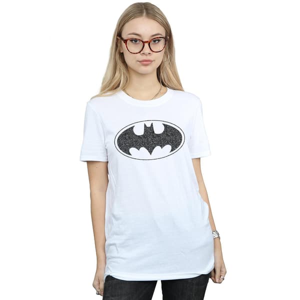 DC Comics Dam/Kvinnor Batman Enfärgad Logotyp Bomull Boyfriend White L
