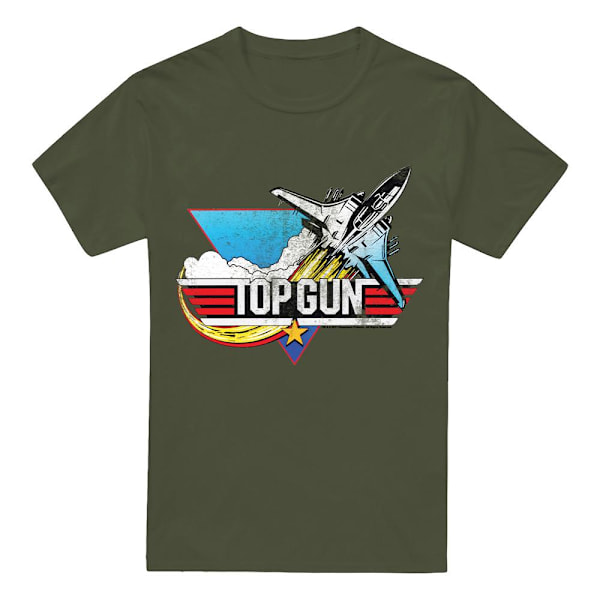Top Gun Herr Distressed Logo T-Shirt L Militärgrön Military Green L