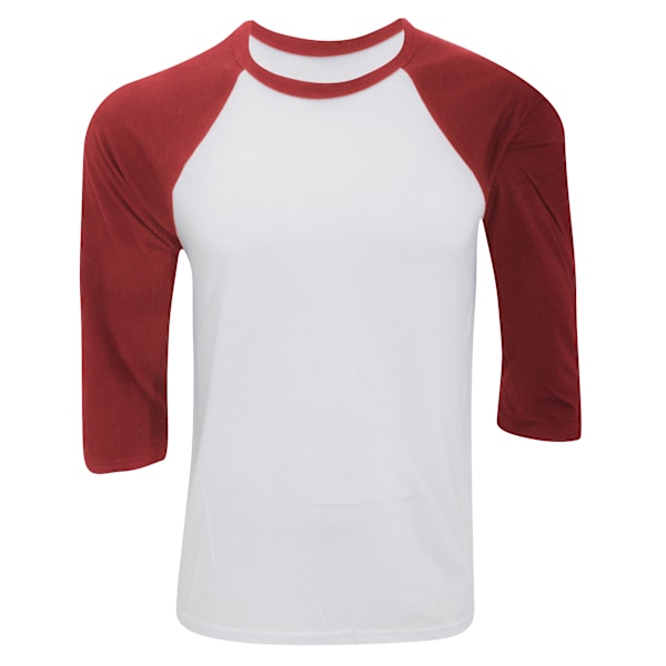 Canvas Herr 3/4 Ärms Baseboll T-Shirt XS Vit/Röd White/Red XS