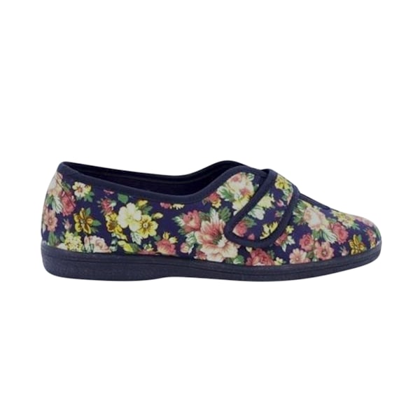 Sleepers Dam/Kvinnor Wilma Touch Fastening V Öppning Blommig C Navy Blue 8 UK