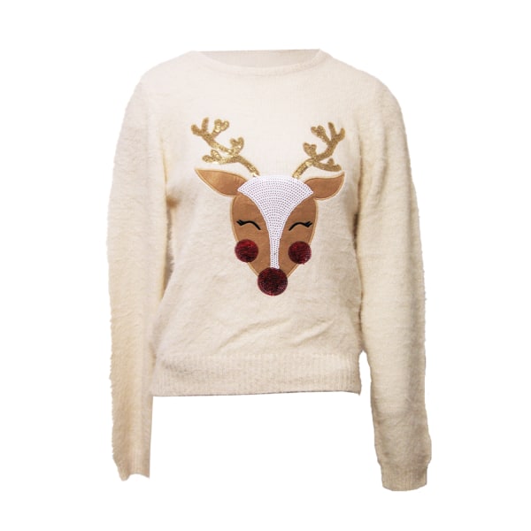 Brave Soul Womens Have A Merry Christmas Reindeer Jumper S Crea Cream S