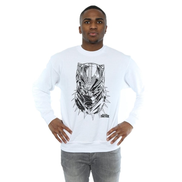 Marvel Mens Black Panther Spray Headshot Sweatshirt M Vit White M