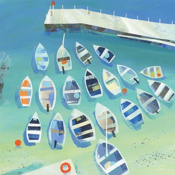 Claire Henley Birds Eye View Canvas Print 40cm x 40cm Blå/Mult Blue/Multicoloured 40cm x 40cm