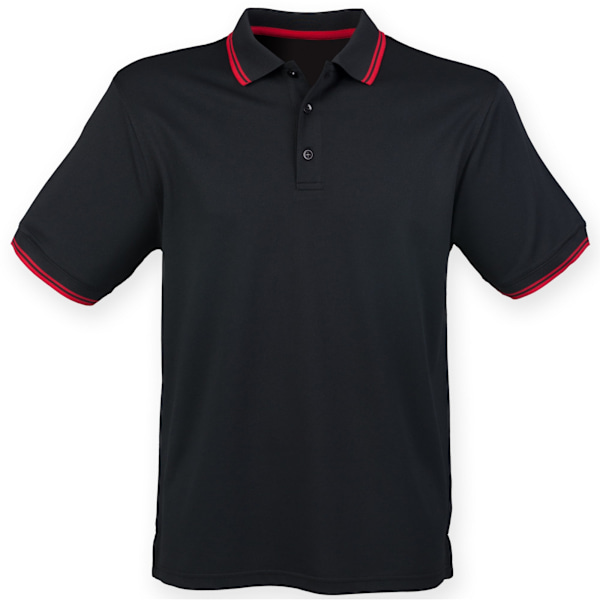 Henbury Coolplus Moisture Wicking Kortärmad Poloskjorta för Herr Black/Red XS