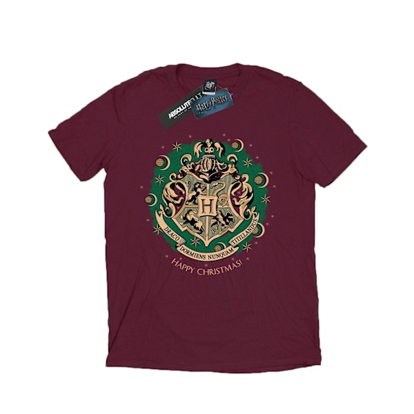 Harry Potter Herr Jul T-shirt i Bomull med Krans L Bourgogne Burgundy L